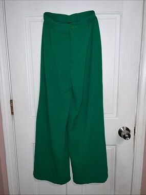 Men's Wide-Leg Green Dress Pants